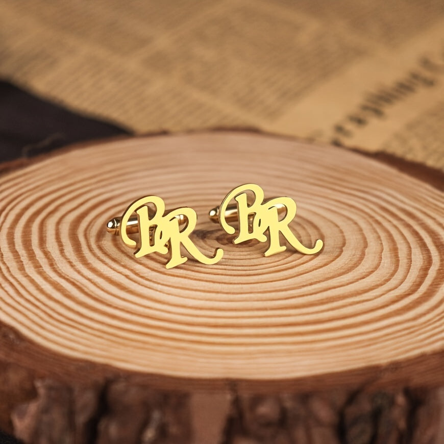 Boutons de Manchette Acier Inox Personnalisés 2 Lettres – Cadeau Homme .