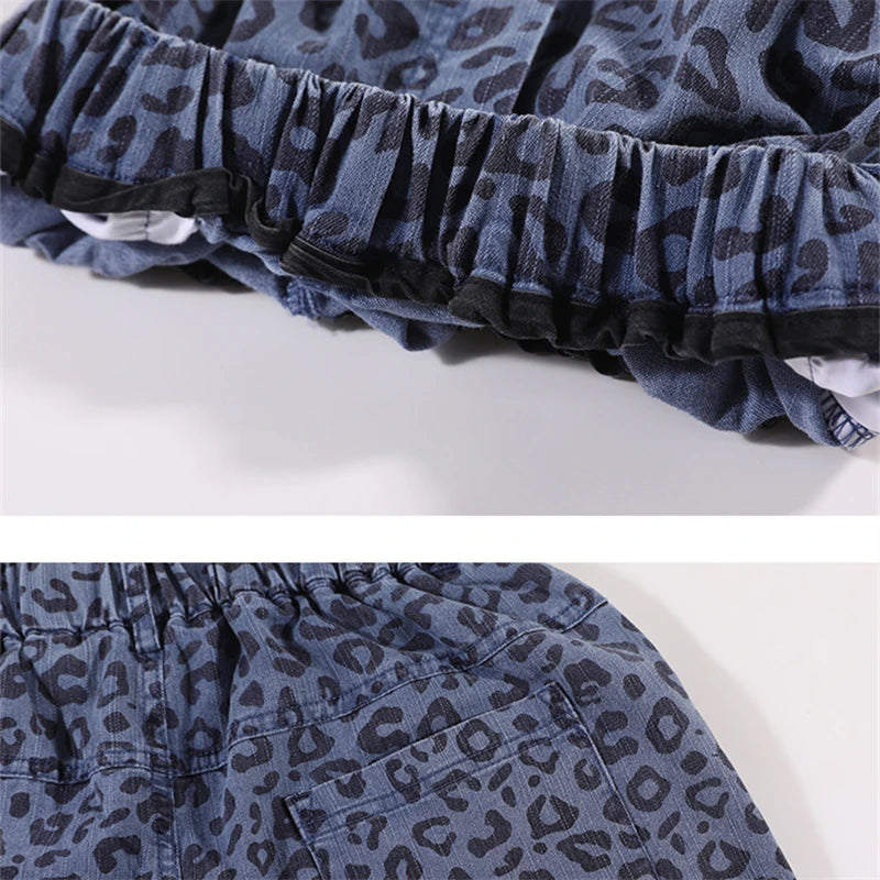 Ensemble été garçon 5‑14 ans – léopard, chemise + short denim