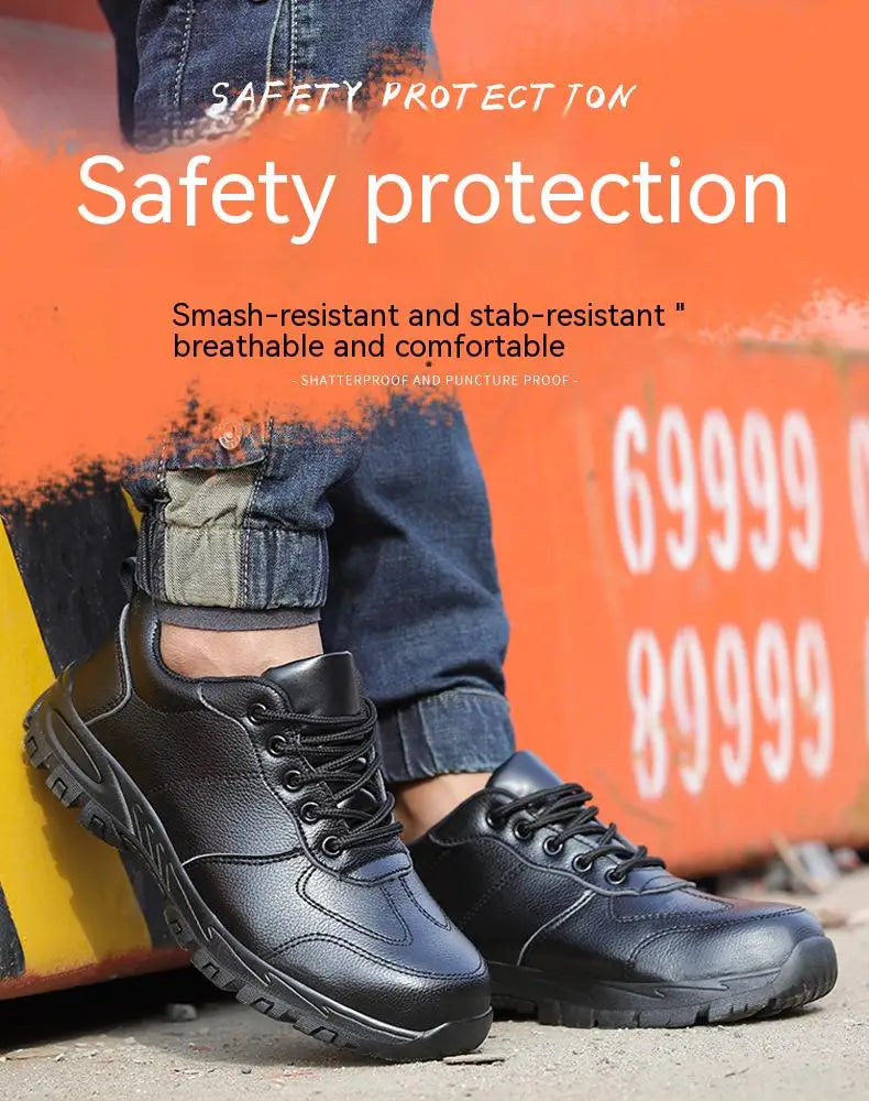 Chaussures de sécurité homme imperméables cuir – embout acier, anti-écrasement et anti-perforation .