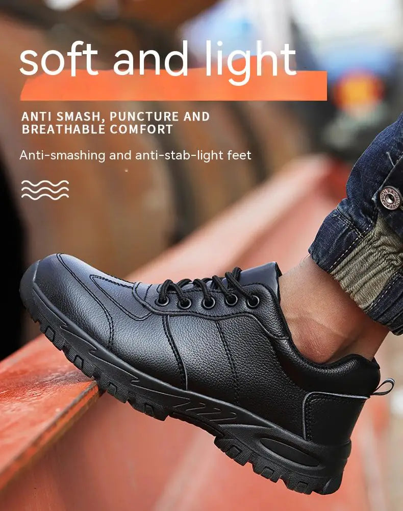 Chaussures de sécurité homme imperméables cuir – embout acier, anti-écrasement et anti-perforation .