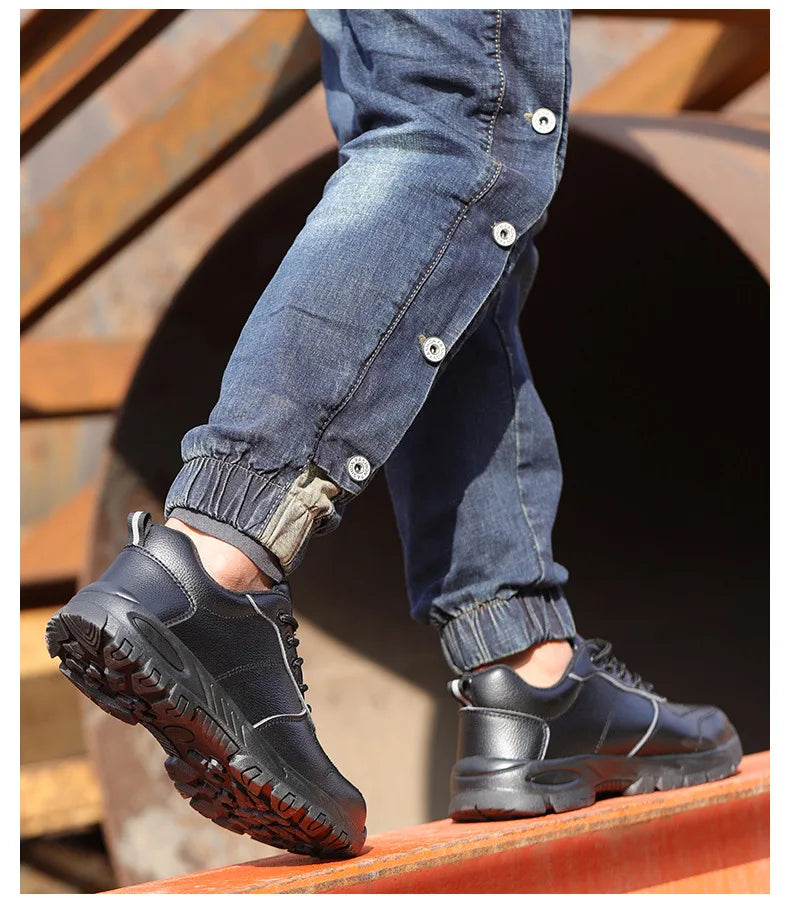 Chaussures de sécurité homme imperméables cuir – embout acier, anti-écrasement et anti-perforation .