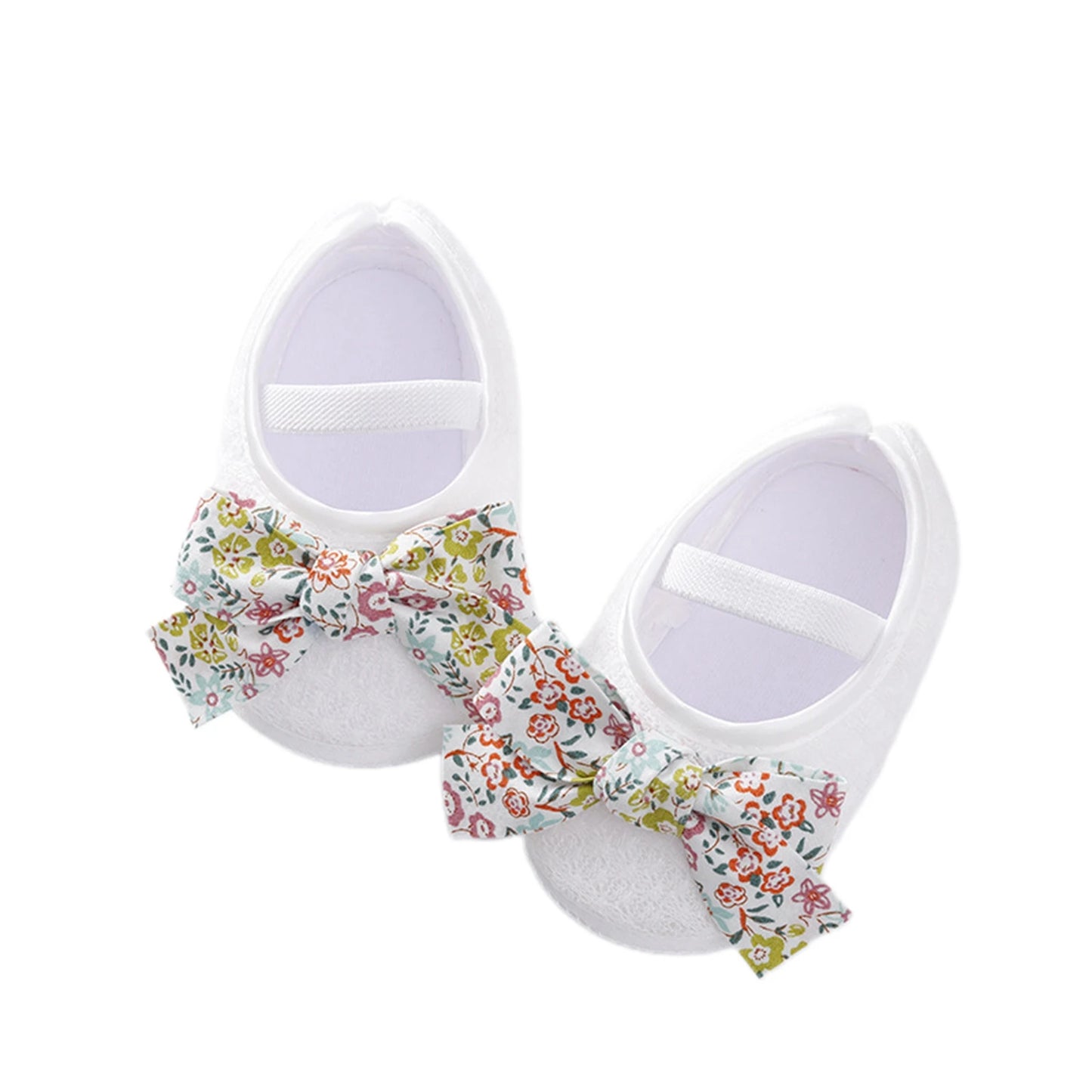 Chaussures plates bébé fille, semelle souple, nœud élastique