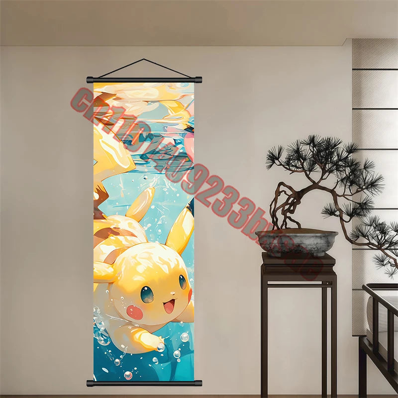 Peinture artistique Pokémon classique japonais – Pikachu, Gengar, Mewtwo – Décoration murale chambre à coucher haute qualité