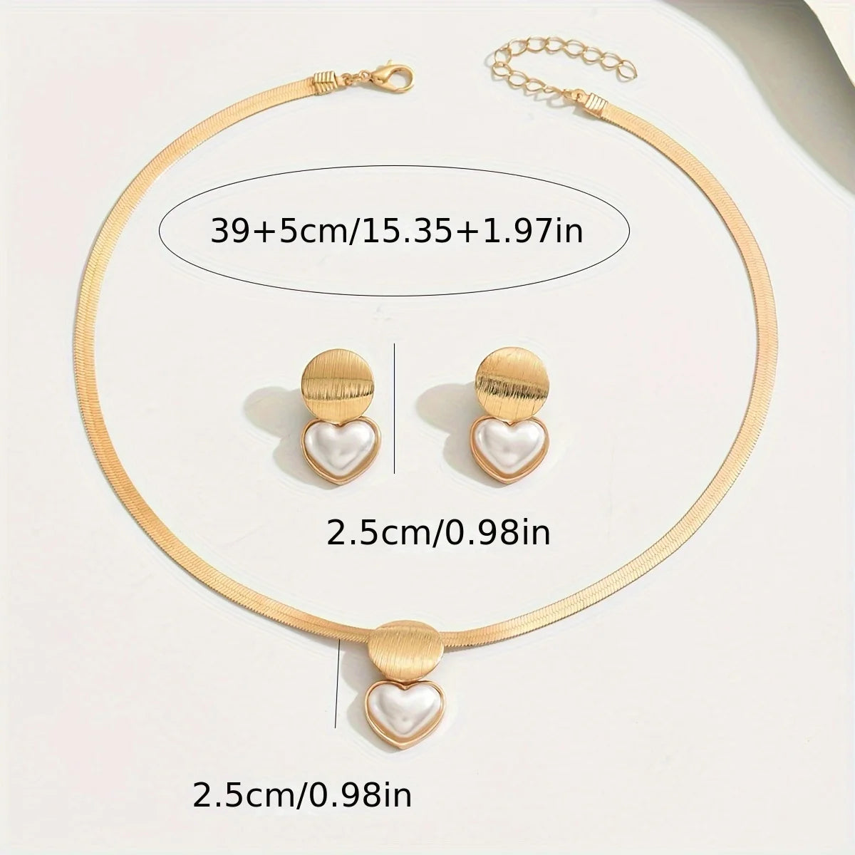 YIKOOLIN Ensemble Bijoux Femme – Doré Chic 3 Pièces, Collier & Boucles Cœur Géométrique