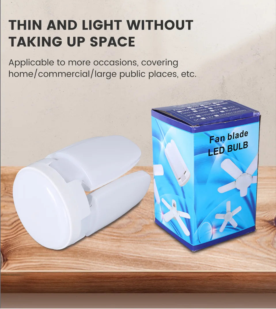 Ampoule LED pliable E27 28W, 40 LEDs, lumière blanche 6500K, pour plafonnier/garage .