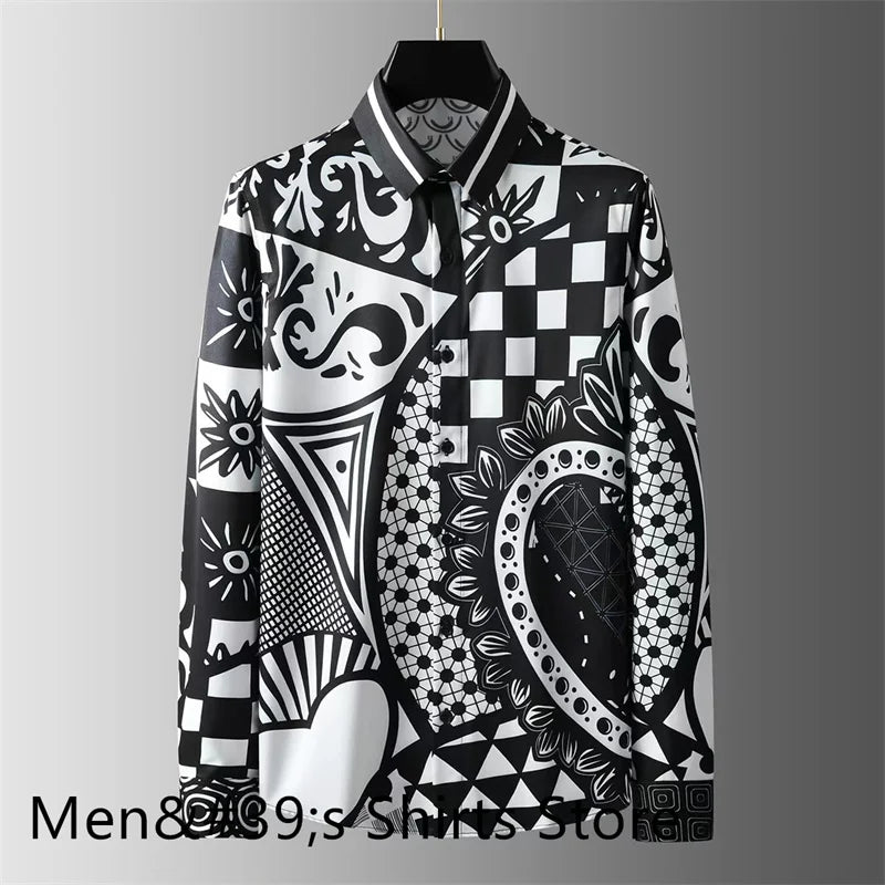 Chemise de luxe imprimée rétro pour hommes .