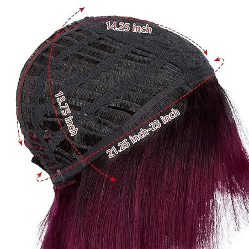 Perruque Bob droite 99J cheveux humains brésiliens – Coupe émoussée sans colle, dentelle frontale, qualité machine, style naturel luxe