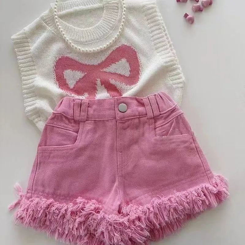 Ensemble été rayé pour bébé – Haut à manches courtes et short, fille ou garçon.