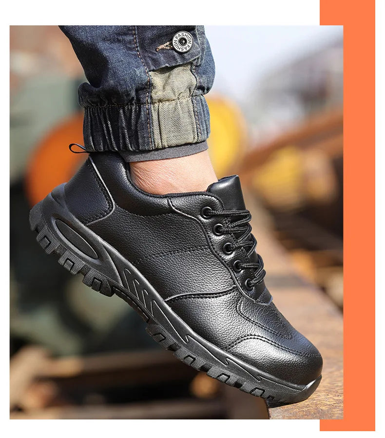 Chaussures de sécurité homme imperméables cuir – embout acier, anti-écrasement et anti-perforation .