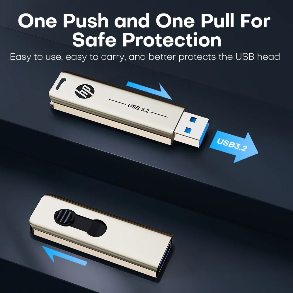 Clé USB HP métal haute vitesse USB 3.2, 32 Go à 256 Go pour PC bureau.