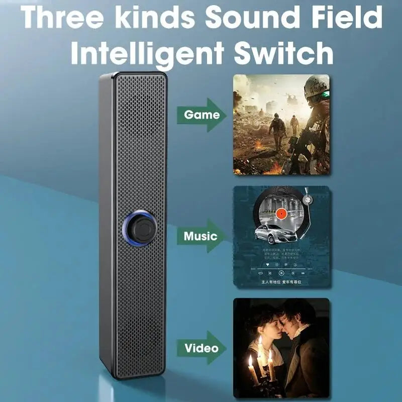 Barre de son filaire et Bluetooth USB 62 cm pour PC, TV, jeu et cinéma maison.