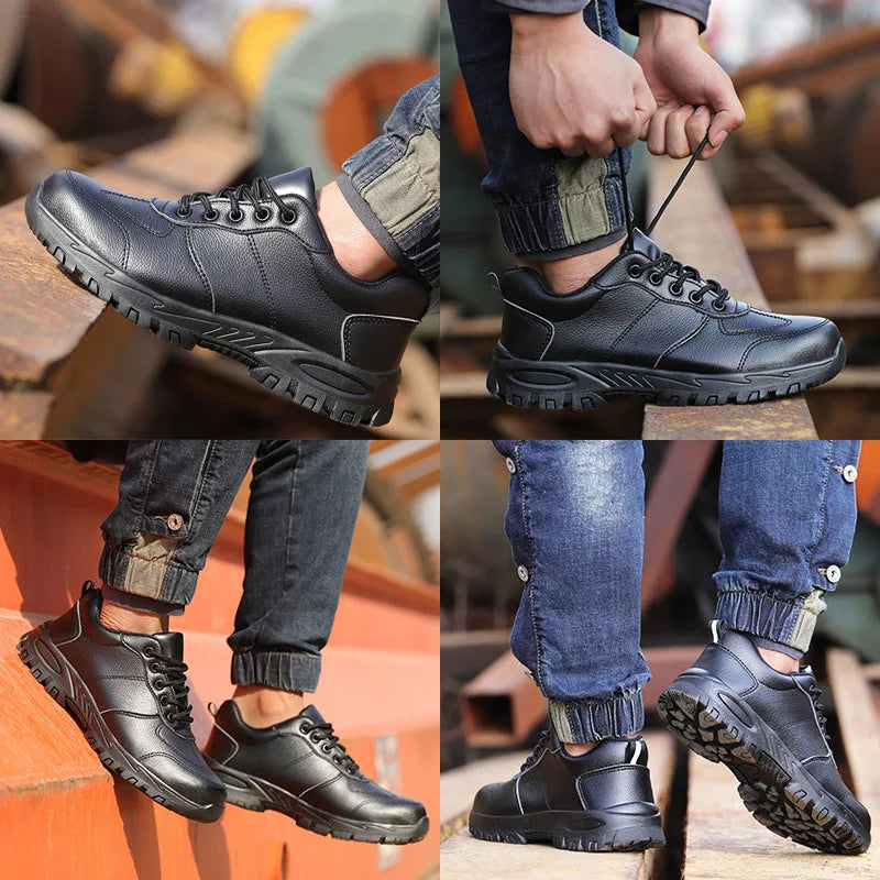 Chaussures de sécurité homme imperméables cuir – embout acier, anti-écrasement et anti-perforation .