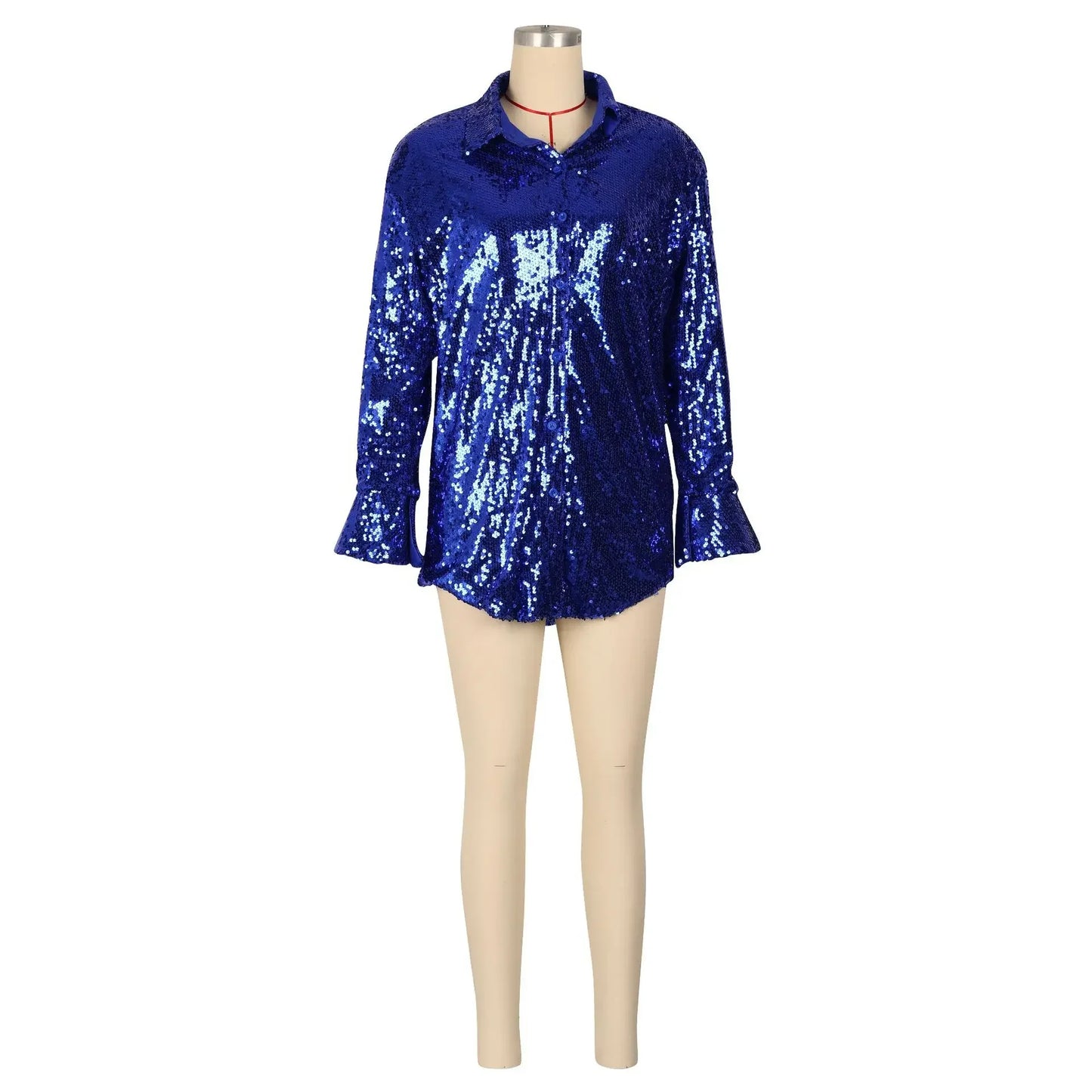 Chemise femme à paillettes, couleurs vives, style européen/américain .