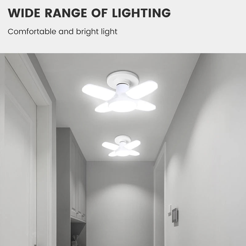 Ampoule LED pliable E27 28W, 40 LEDs, lumière blanche 6500K, pour plafonnier/garage .