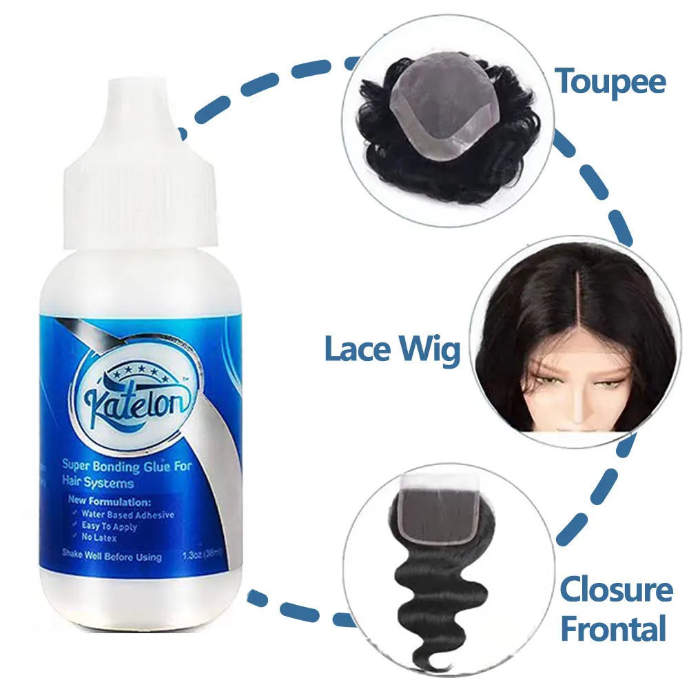 Colle imperméable liquide 38ml pour perruque avant en dentelle avec vaporisateur teinté et bande élastique .