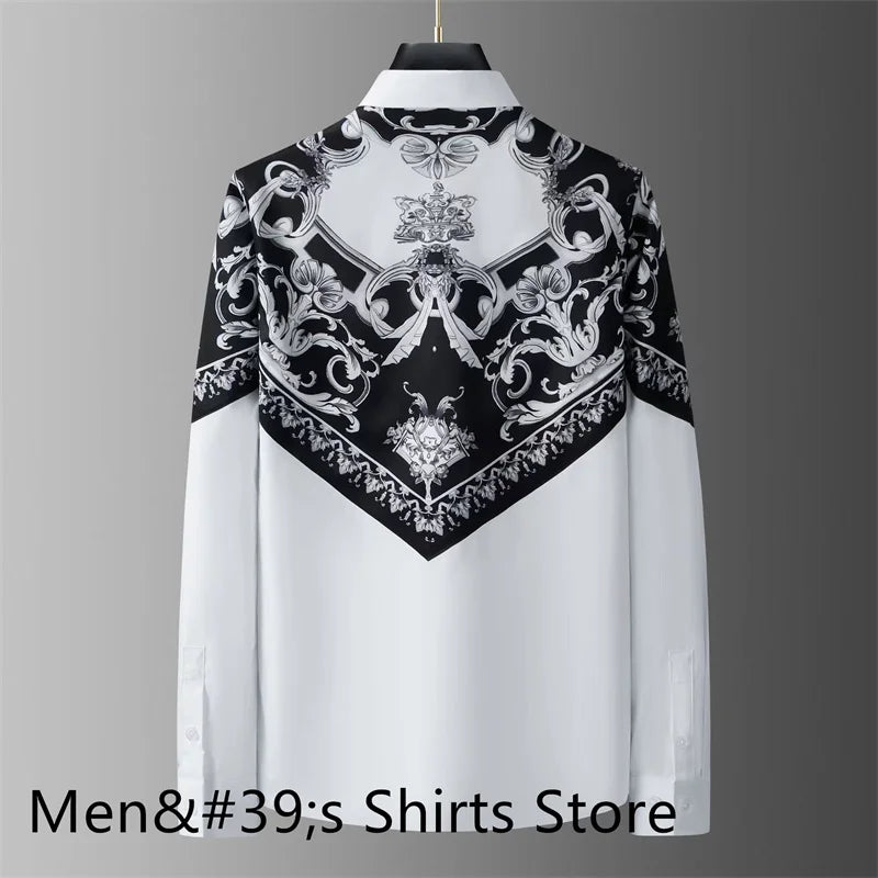 Chemise de luxe imprimée rétro pour hommes .