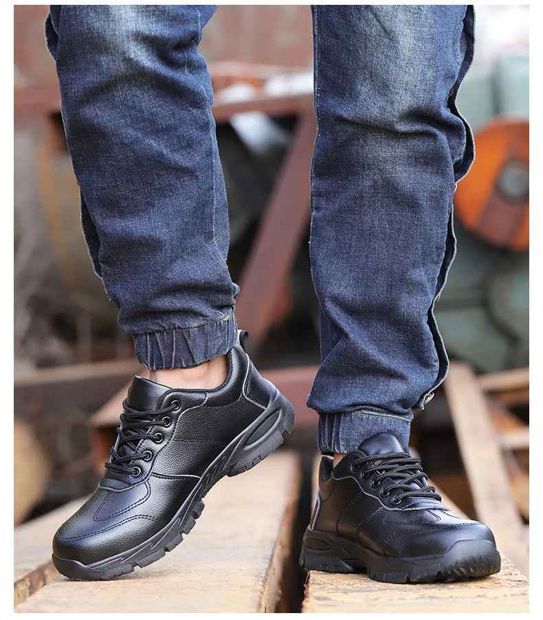 Chaussures de sécurité homme imperméables cuir – embout acier, anti-écrasement et anti-perforation .