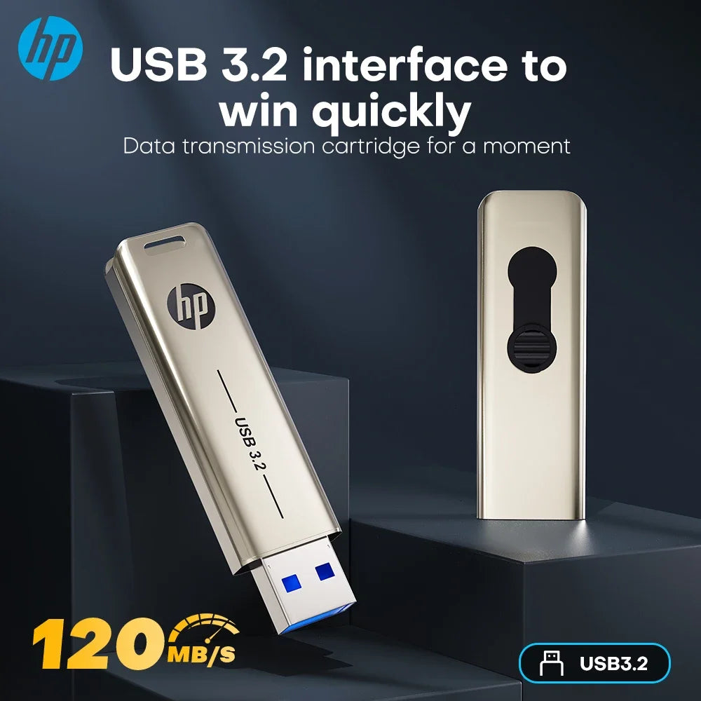 Clé USB HP métal haute vitesse USB 3.2, 32 Go à 256 Go pour PC bureau.