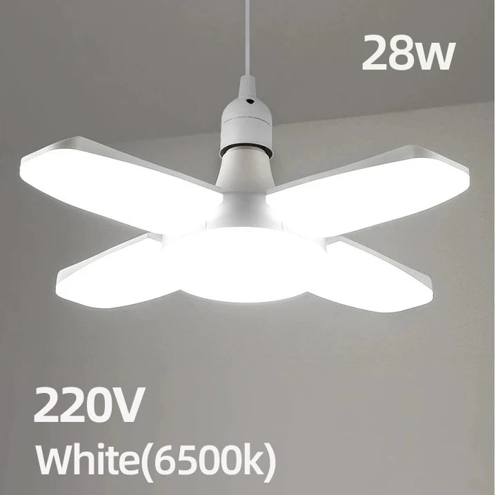 Ampoule LED pliable E27 28W, 40 LEDs, lumière blanche 6500K, pour plafonnier/garage .
