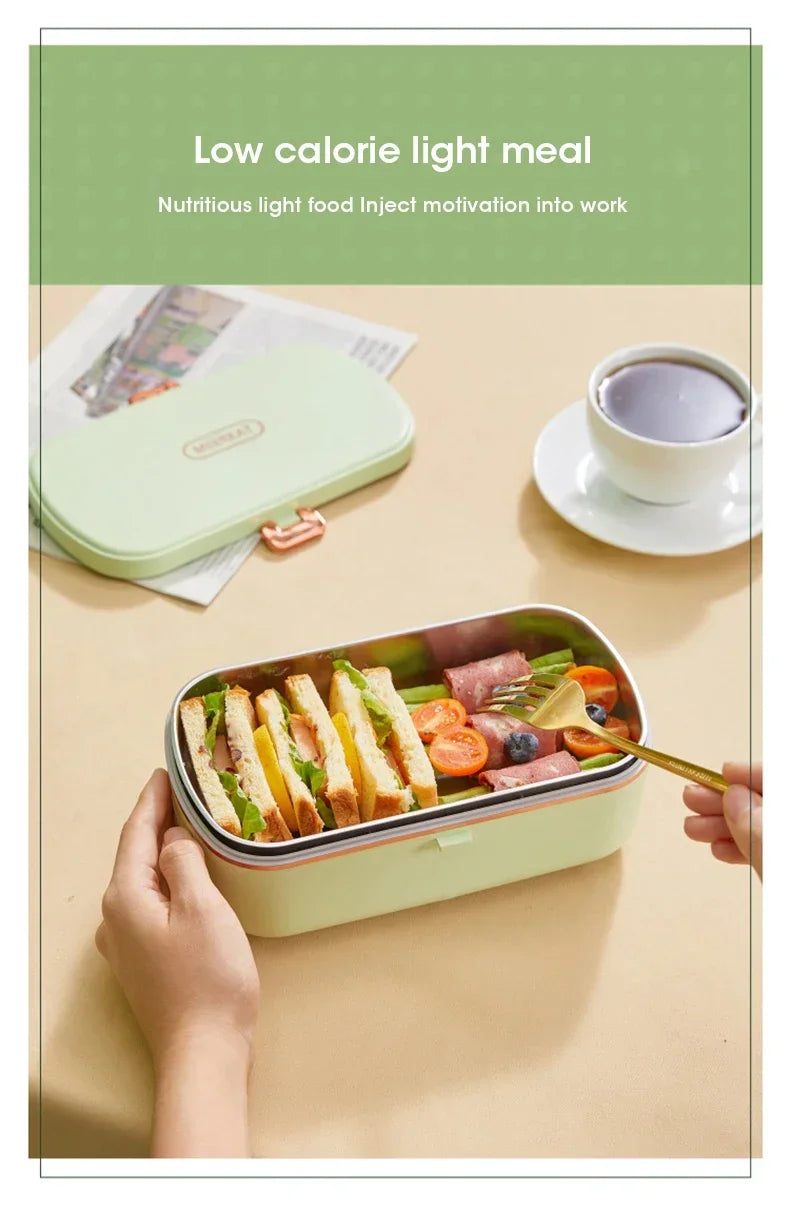 Boîte à lunch électrique chauffante, portable, en acier inoxydable, pour bureau