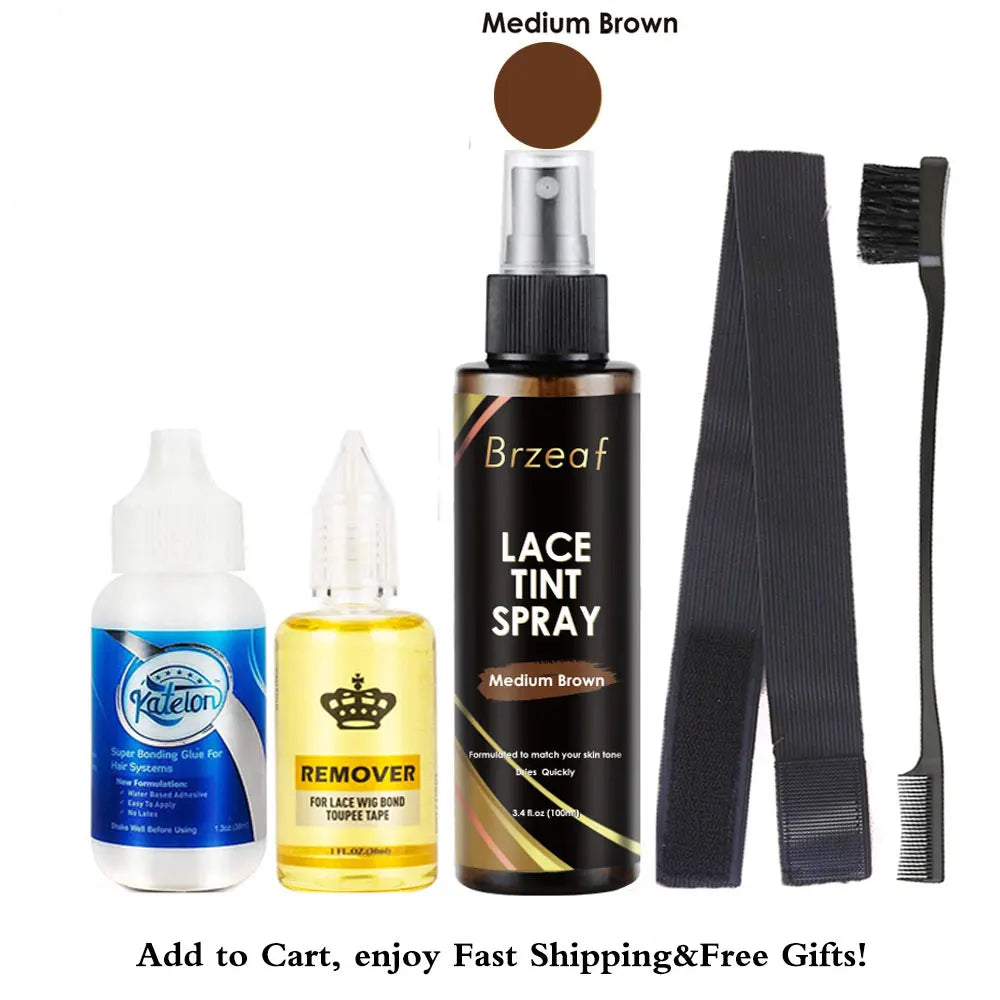 Colle imperméable liquide 38ml pour perruque avant en dentelle avec vaporisateur teinté et bande élastique .