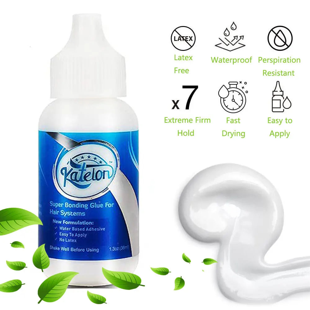 Colle imperméable liquide 38ml pour perruque avant en dentelle avec vaporisateur teinté et bande élastique .