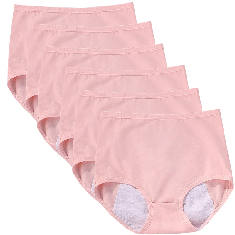 Lot 6 pièces culottes menstruelles taille haute – Sous-vêtements anti-fuite en coton