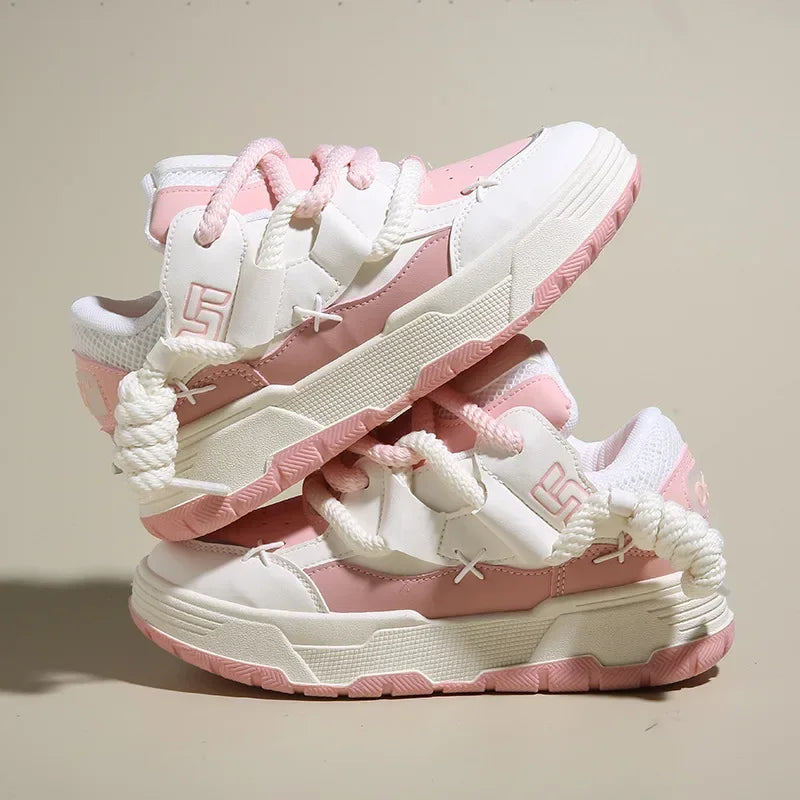 Chaussures chunky polyvalentes pour hommes et femmes, blanches