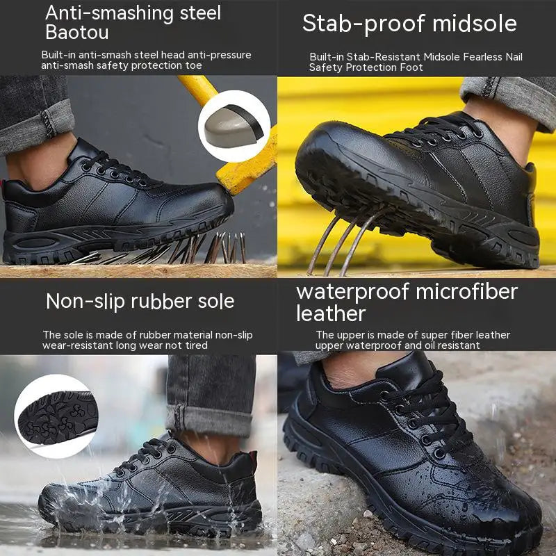 Chaussures de sécurité homme imperméables cuir – embout acier, anti-écrasement et anti-perforation .