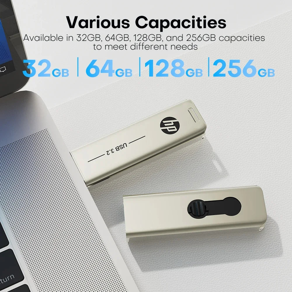 Clé USB HP métal haute vitesse USB 3.2, 32 Go à 256 Go pour PC bureau.