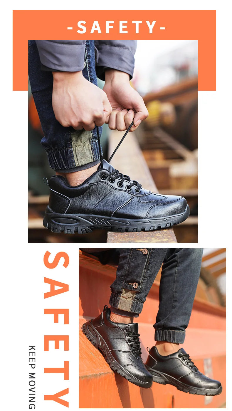 Chaussures de sécurité homme imperméables cuir – embout acier, anti-écrasement et anti-perforation .