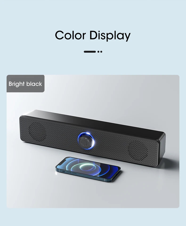 Barre de son filaire et Bluetooth USB 62 cm pour PC, TV, jeu et cinéma maison.