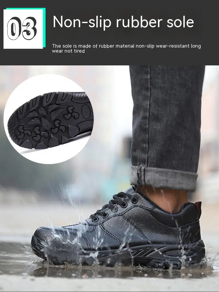 Chaussures de sécurité homme imperméables cuir – embout acier, anti-écrasement et anti-perforation .