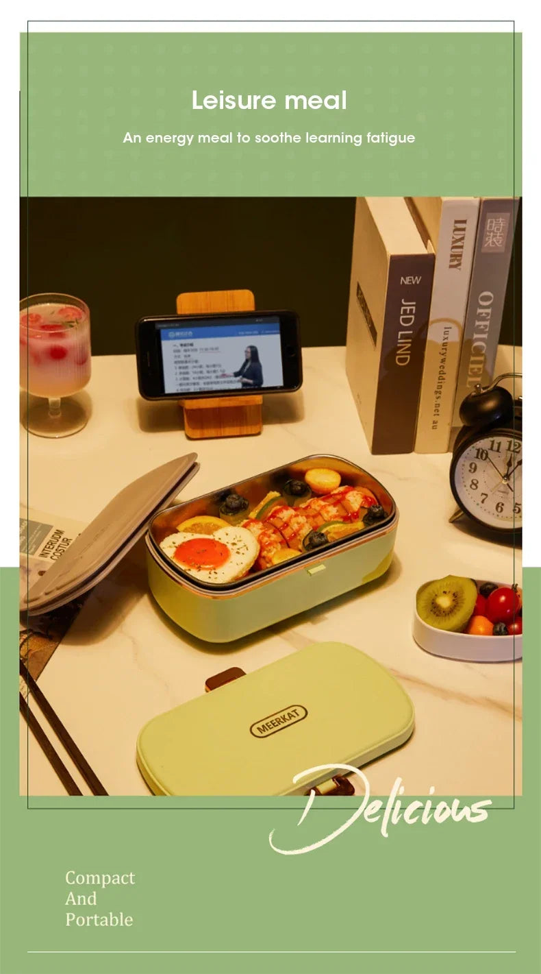 Boîte à lunch électrique chauffante, portable, en acier inoxydable, pour bureau