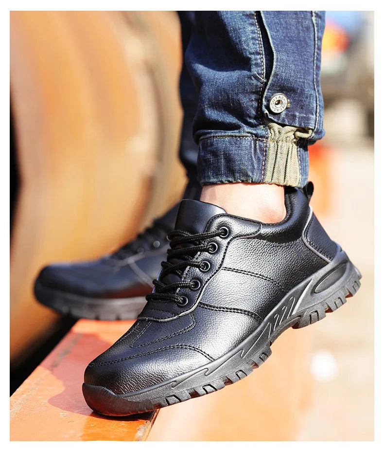 Chaussures de sécurité homme imperméables cuir – embout acier, anti-écrasement et anti-perforation .