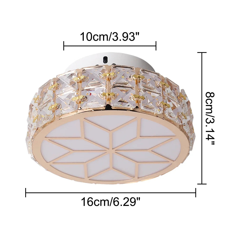 Plafonnier LED Fleur en Cristal Or – Allée, Escalier, Cuisine .