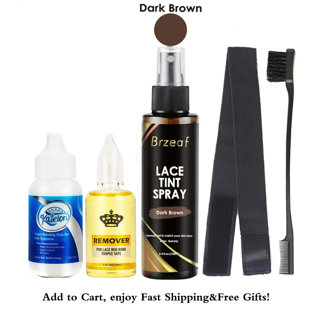 Colle imperméable liquide 38ml pour perruque avant en dentelle avec vaporisateur teinté et bande élastique .