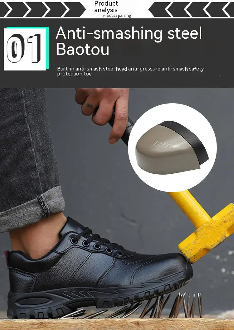 Chaussures de sécurité homme imperméables cuir – embout acier, anti-écrasement et anti-perforation .