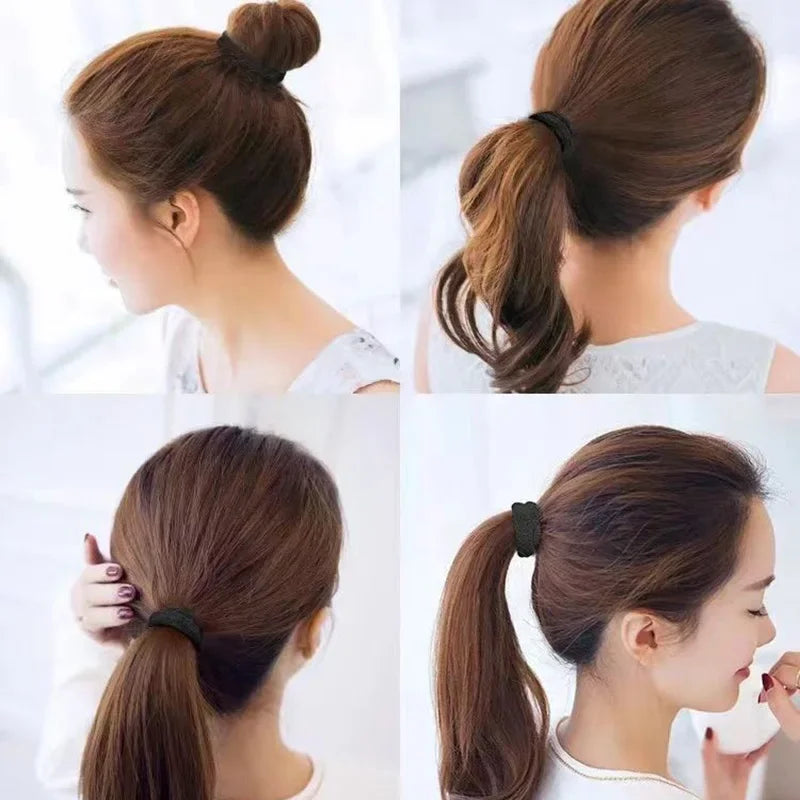 Bandes cheveux noires, chouchous élastiques, 10-100 pièces