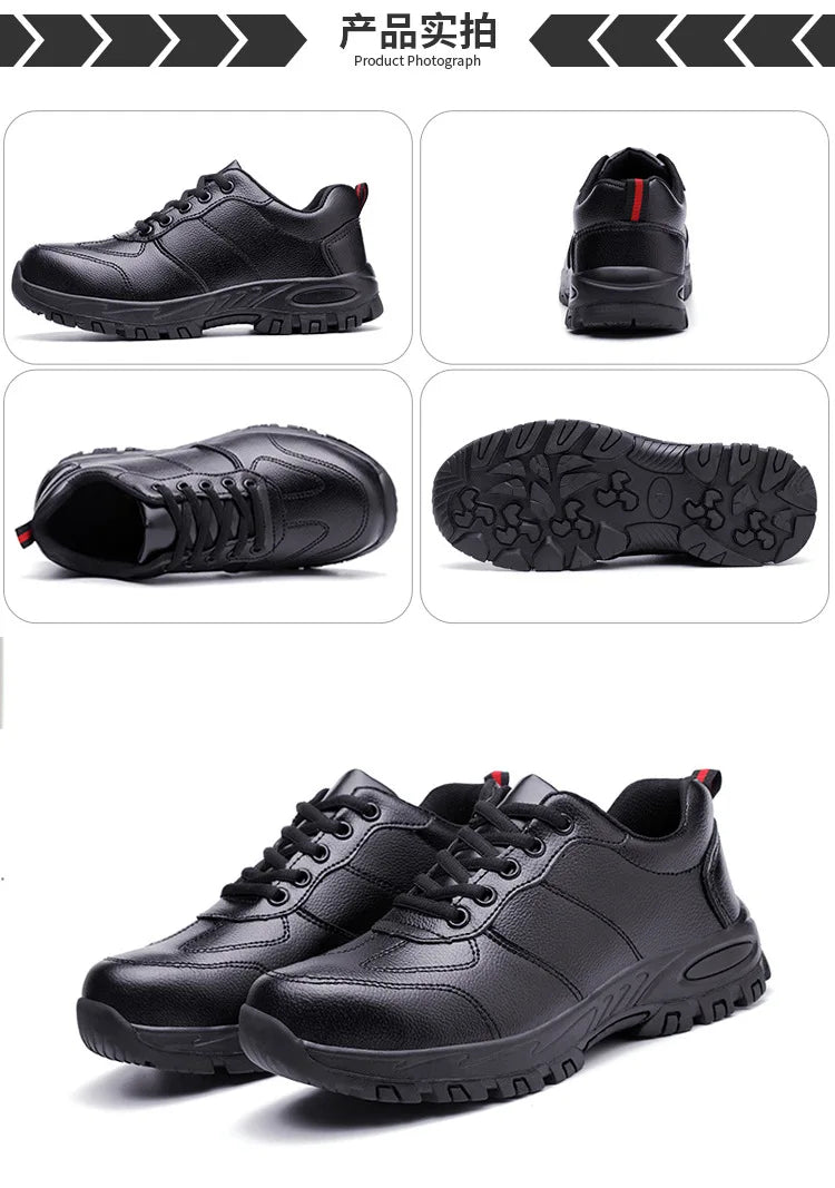 Chaussures de sécurité homme imperméables cuir – embout acier, anti-écrasement et anti-perforation .