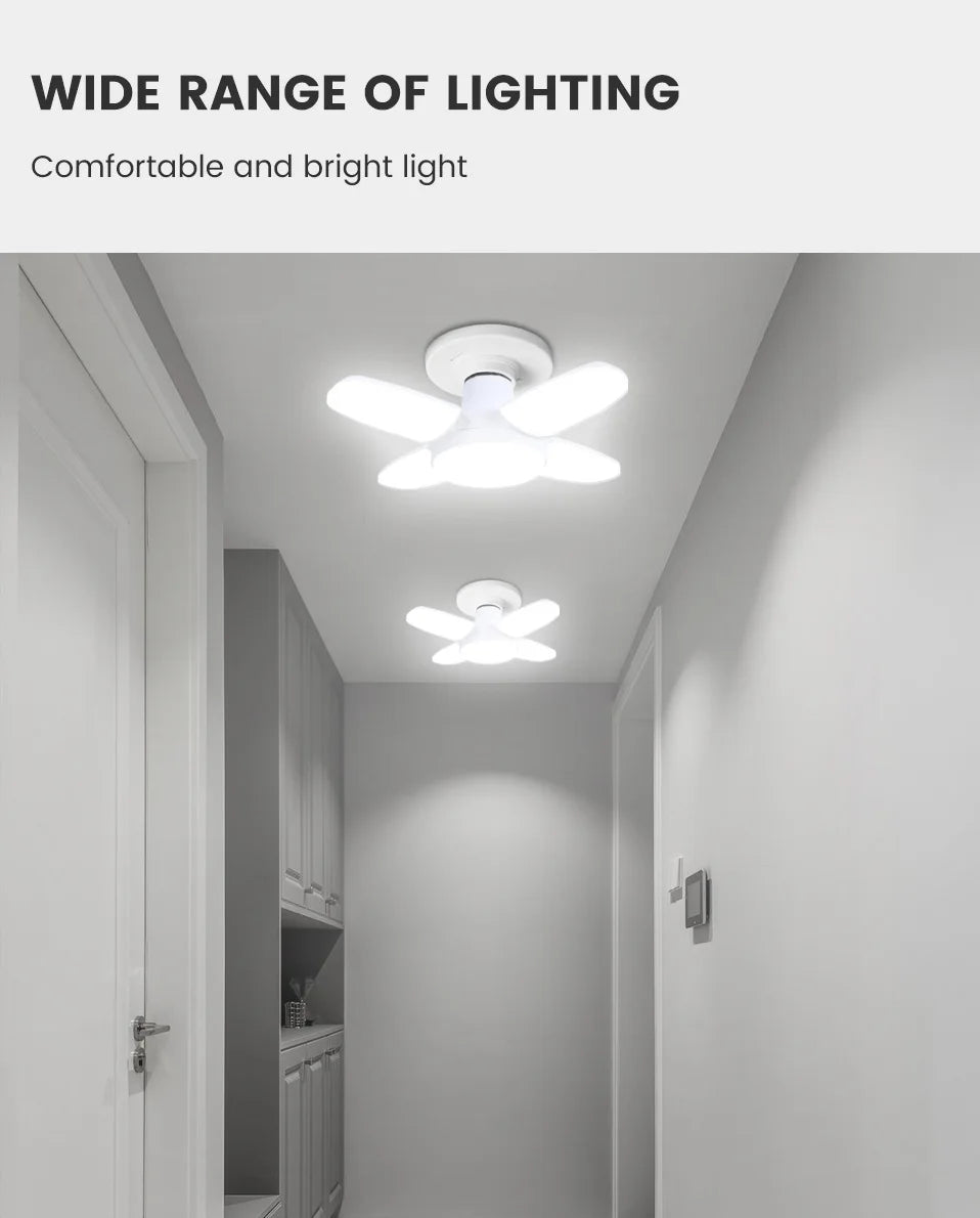 Ampoule LED pliable E27 28W, 40 LEDs, lumière blanche 6500K, pour plafonnier/garage .