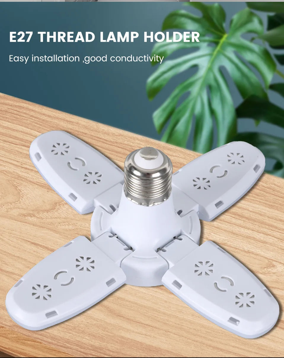 Ampoule LED pliable E27 28W, 40 LEDs, lumière blanche 6500K, pour plafonnier/garage .