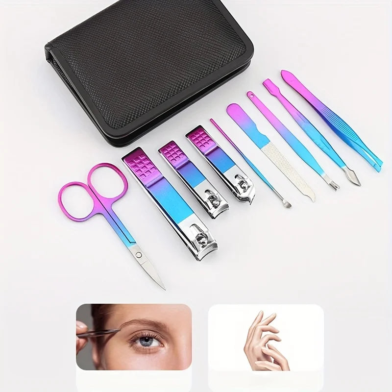 Kit manucure pédicure professionnel inox, 9 à 18 pièces avec étui .