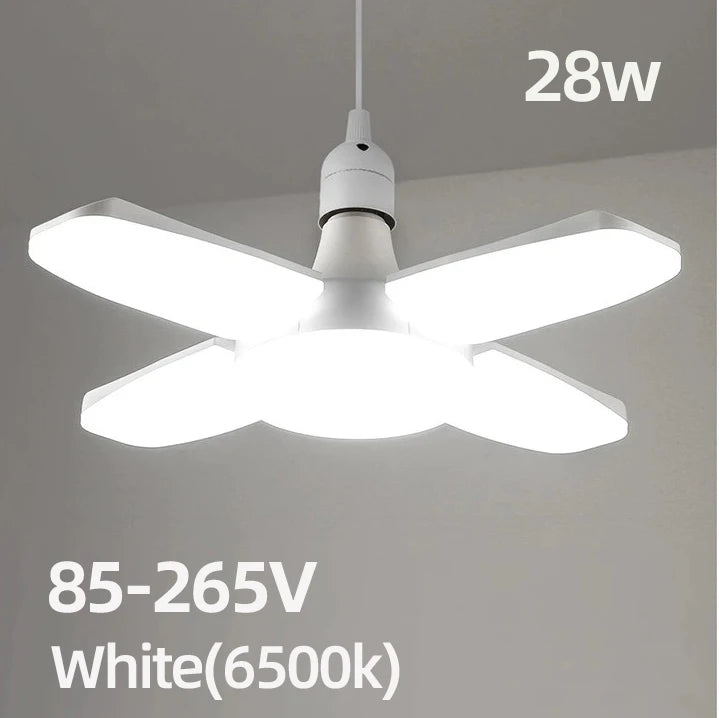 Ampoule LED pliable E27 28W, 40 LEDs, lumière blanche 6500K, pour plafonnier/garage .