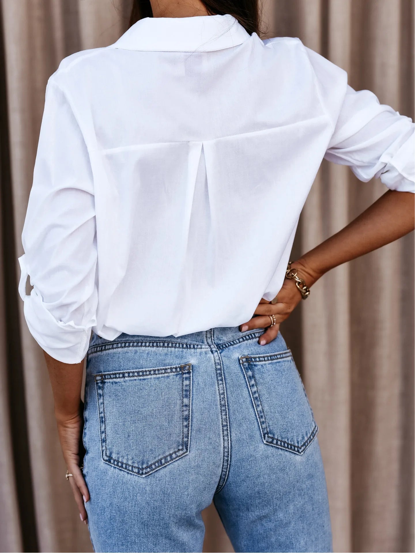 Chemisier boutonné pour femme, haut à la mode, élégant, social .