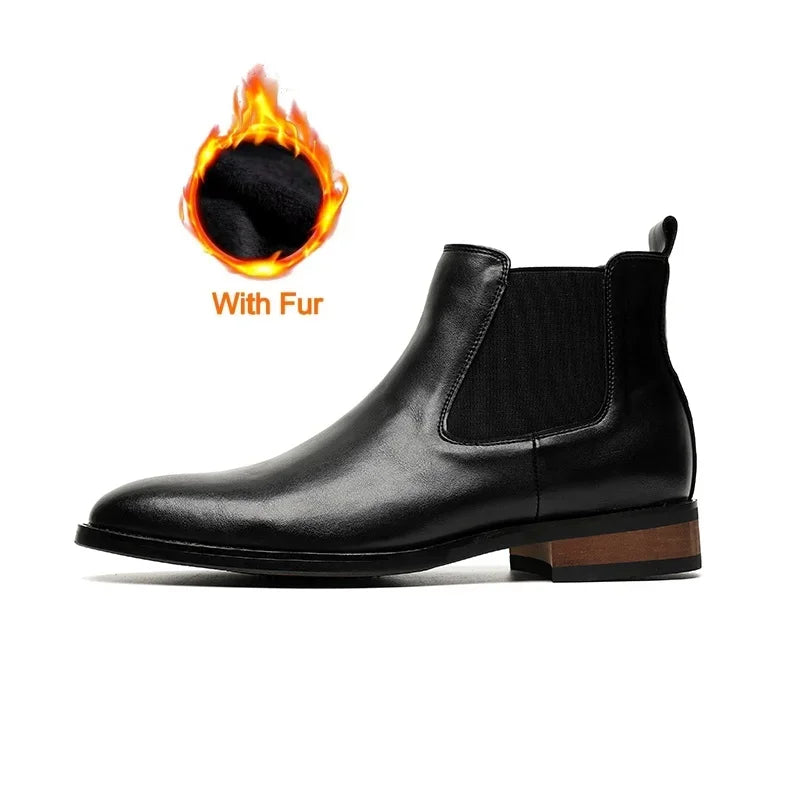 Bottes Chelsea Homme Style Britannique Cuir Marron, Affaires & décontracté, Antidérapant .