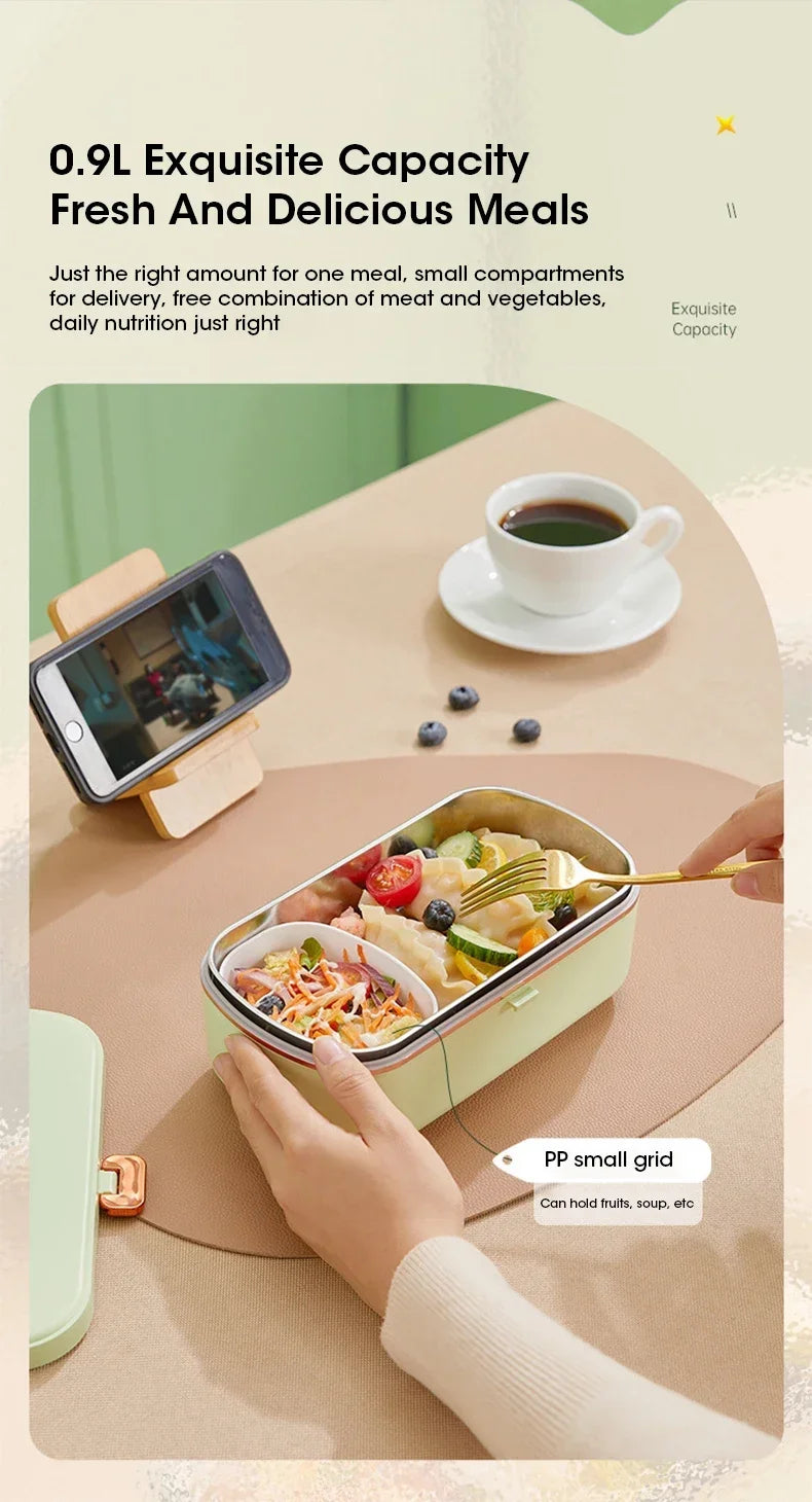 Boîte à lunch électrique chauffante, portable, en acier inoxydable, pour bureau