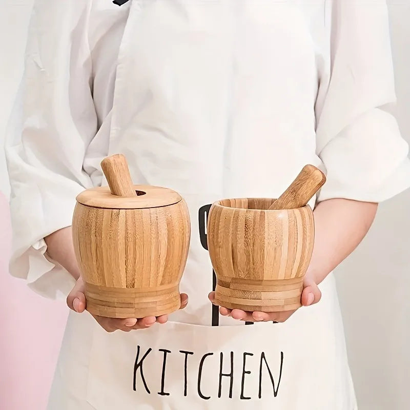 Ensemble mortier et pilon en bambou de qualité supérieure, broyeur sans effort pour ail, herbes et piments, outil cuisine résistant à la rouille