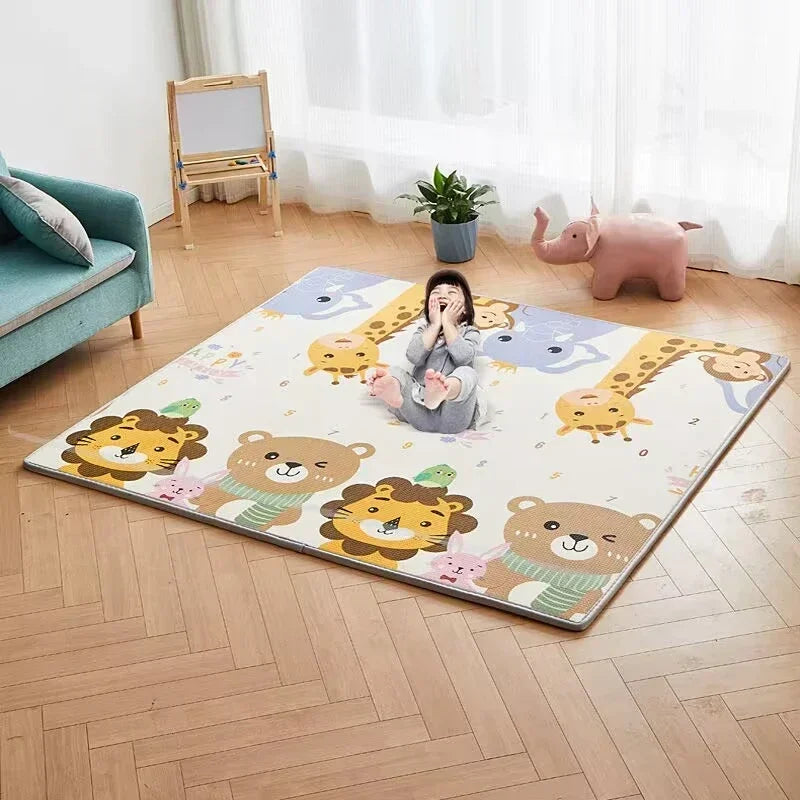 Tapis de jeu bébé 1 cm épaisseur – Mousse EPE non toxique – Tapis pliable sécurisé pour rampe, gym et activités – Tapis enfant confortable et durable
