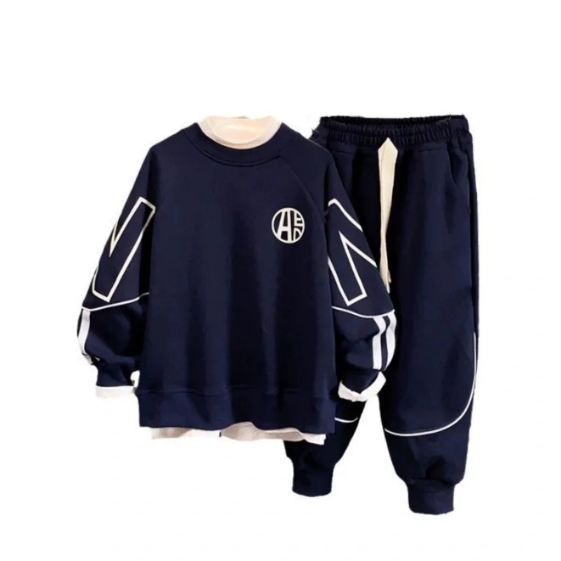 Vêtements garçons grande taille, ensemble 2 pièces sweat + pantalon tendance